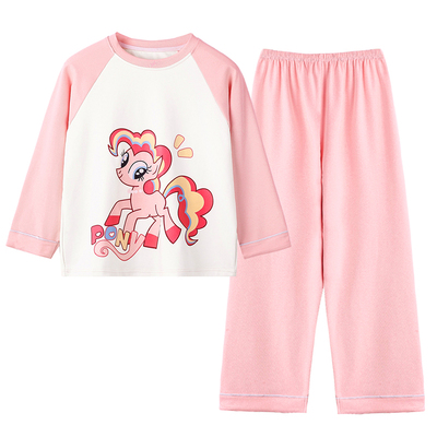 女童睡衣春秋季纯棉长袖薄款