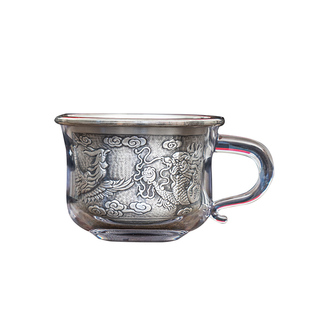 足银999纯银内胆银茶杯银水杯大容量防烫银杯主人杯茶具收藏送礼