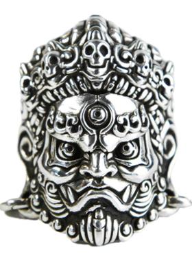 渡鸦原创藏传机甲风大黑天银戒指