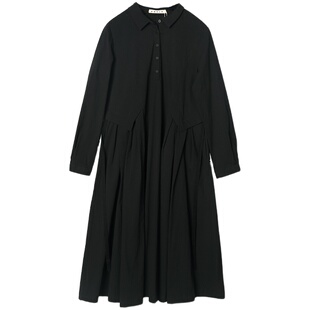 【ZOLLE因为】法式老钱风纽扣领宽松长袖连衣裙女