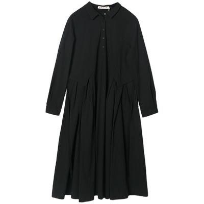 【ZOLLE因为】法式老钱风纽扣领宽松长袖连衣裙女