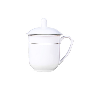 景德镇骨瓷茶杯陶瓷带盖家用耐热水杯办公会议接待杯子礼品杯