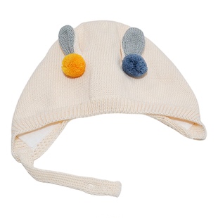 婴儿帽子秋冬季新生儿胎帽初生女童护耳针织帽幼儿宝宝毛线帽保暖