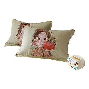 无印良品高级纱布枕巾可固定新款纯棉高档一对装全棉枕头巾防头油