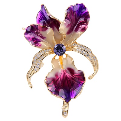 新款珐琅彩鸢尾花胸针