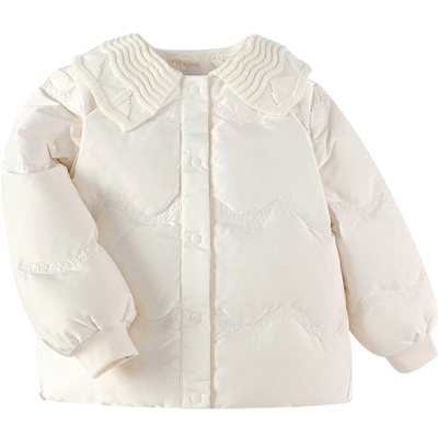 巴拉巴拉女童羽绒服宝宝加厚外套冬装新款童装儿童中长款白色上衣