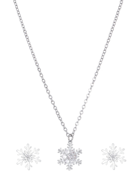 圣诞雪花项链耳钉女配饰