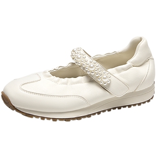 MIO米奥珍珠玛丽珍鞋春夏款运动芭蕾鞋休闲女鞋魔术贴浅口单鞋