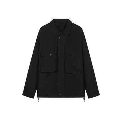 USHI悠时防水多口袋简约舒适橡筋抽绳工装夹克外套男款