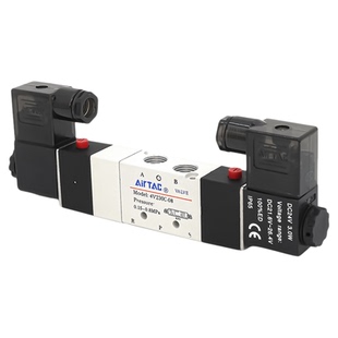 亚德客气动三位五通4V230C-08电磁阀中封式220V电磁控制阀24V气阀