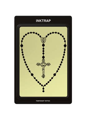 INKTRAP油墨陷阱十字架项链大尺寸洛可可草本纹身贴 12*18cm