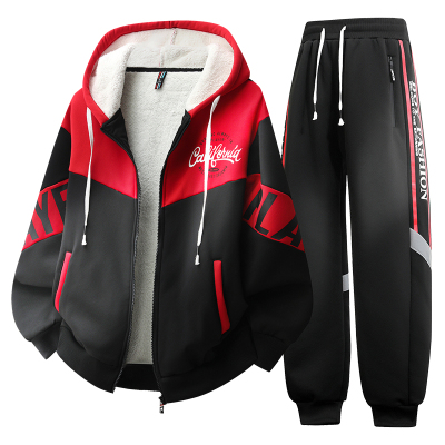 冬季开衫青少年加绒加厚卫衣套装