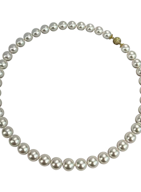 倪妮同款珍珠项链Akoya珍珠锁骨链女正圆akoya珍珠暖色满钻磁吸扣