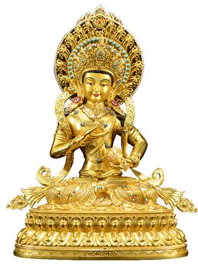 闯隆铜铸金刚萨埵带背光鎏金摆件