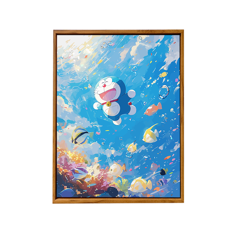 海底世界哆啦A梦DIY数字油画