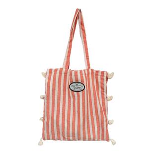 HURIDOM 2025新款韩系松弛感帆布包女流苏条纹格子小个子托特包