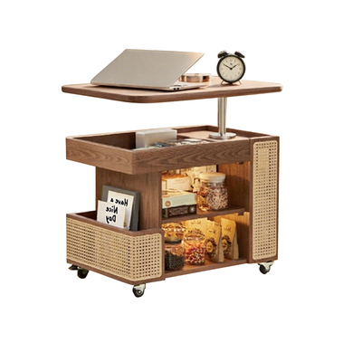 轻奢高级感实木可移动升降茶几