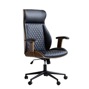 顾家家居老板椅工学舒适久坐护腰座椅电脑椅家用书房中古风曲木椅