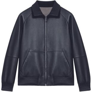 ERDOS 男装羊皮皮衣早秋自然滚揉纹理翻领教练夹克商务休闲