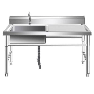 厨房不锈钢水槽带支架简易洗碗洗手台盆台面一体柜洗菜盆水池家用