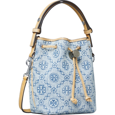 TORY BURCH 汤丽柏琦 T MONOGRAM 迷你丹宁斜挎水桶包女包 167761
