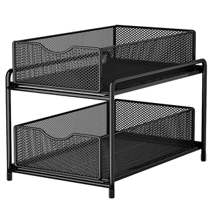 抽拉式置物架厨房橱柜内分层收纳架子下水槽窄款深柜夹缝抽屉拉篮