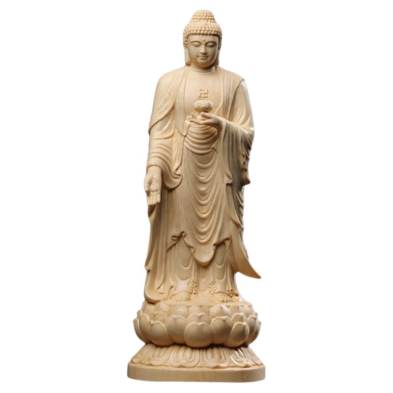 西方三圣木雕实木摆件佛像观世音