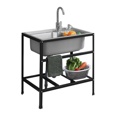 厨房不锈钢加固简易水槽带支架子