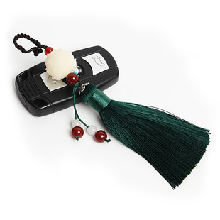 菩提莲花流苏汽车钥匙扣挂件男女包包挂饰中国风穗子情侣款链吊坠