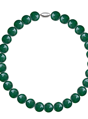 天然玛瑙项链冰种菠菜绿