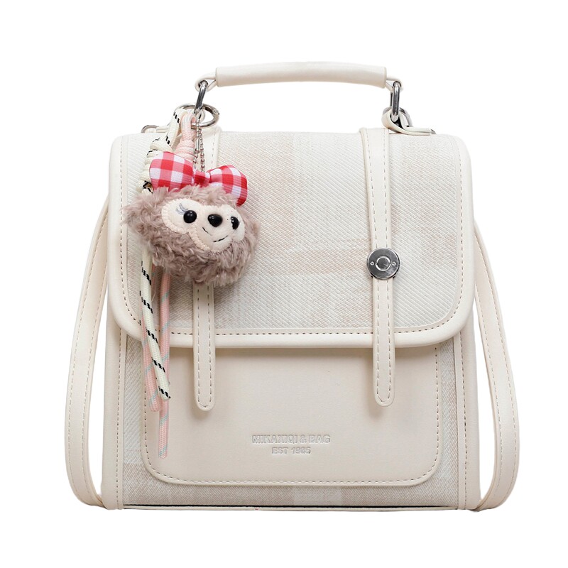小众撞色双肩包女小型斜挎包
