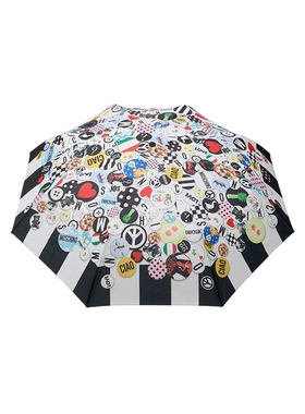 Moschino/莫斯奇诺 26春夏 徽章印花条纹雨伞