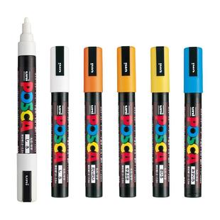 日本uni三菱铅笔宝色嘉POSCA PC-5M水性丙烯马克笔POP海报涂鸦手绘彩色记号笔1.8-2.5mm速干防水美术院校设计