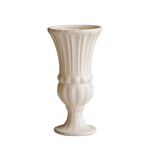 喇叭口奖杯陶瓷花瓶北欧浮雕仿真花摆件客厅餐桌装饰花器