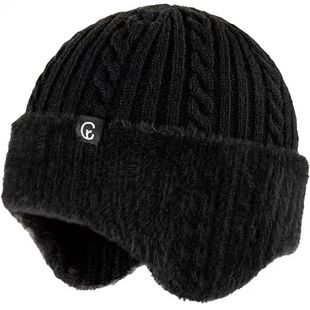 帽子男士秋冬季中老年保暖护耳老人帽爸爸针织加绒毛线帽防风防寒