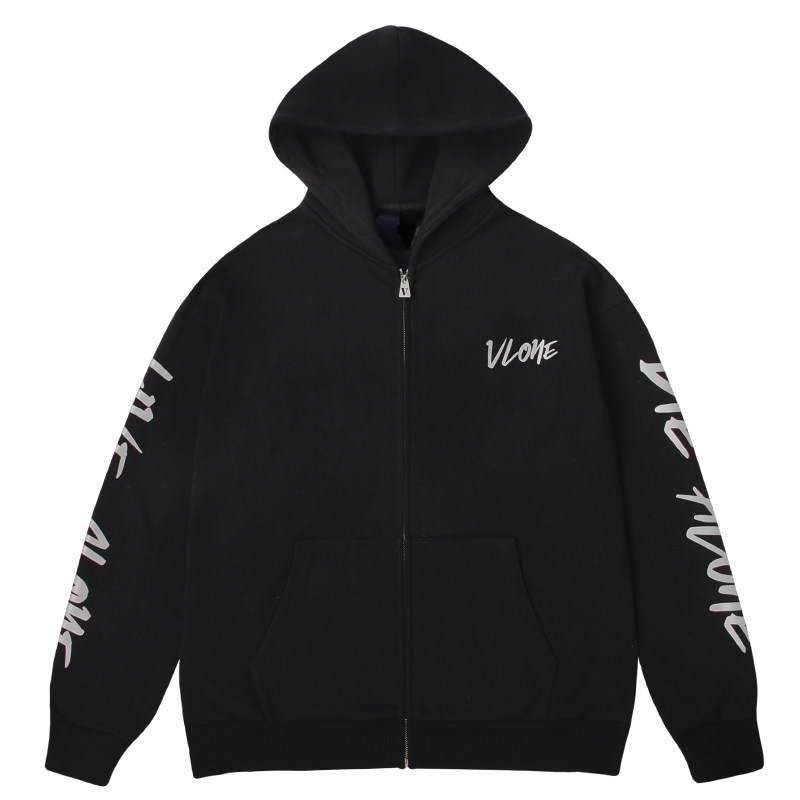 VLONE 3M字母涂鸦大logo印花 宽松拉链连帽卫衣 男女同款