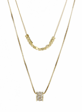 轻奢金色钛钢双层叠戴女款项链