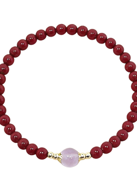 朱砂手串紫金砂紫玉本命年女手链