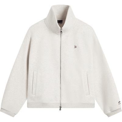 李宁宽松立领女刺绣开衫无帽卫衣