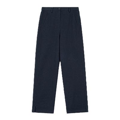 kleeklee羊毛罗马布侧开衩直筒裤