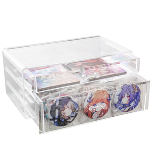 吧唧收纳盒桌面抽屉式亚克力透明谷子展示架小痛柜动漫徽章勋章盒