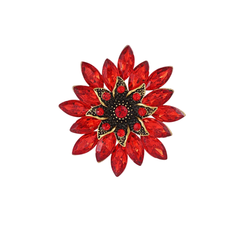 【红色水晶花胸针】轻奢大红款式