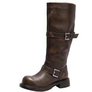 董璇祝绪丹同款MIO米奥骑士长筒靴冬时尚黑色增高机车大筒围女鞋