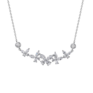 轻奢精致满钻蝴蝶钻石项链超闪人工钻石锁骨链2025新款四叶草微笑