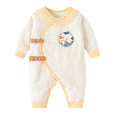 新生婴儿衣服夹棉连体衣40g薄棉哈衣秋冬纯棉初生宝宝蝴蝶衣爬服