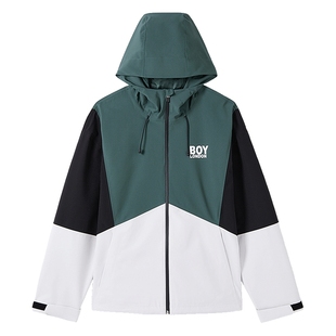 BOYLONDON春季男女同款撞色拼接抽绳连帽外套潮牌街头夹克N23054