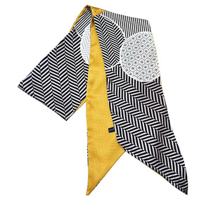 黄色小长条细窄斜角丝巾女绑包包丝带扎头编发带飘带装饰领巾腰带