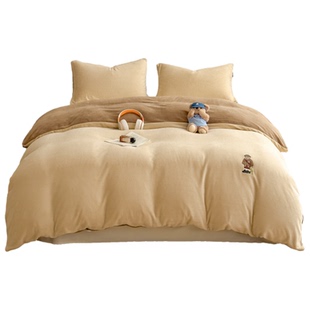 TeenieWeenie小熊牛奶绒被套单件冬季加绒珊瑚绒被子套被罩四件套