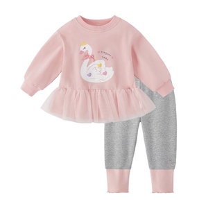 【7A抗菌】女童甜美网纱卫衣套装儿童女孩春装洋气宝宝两件套