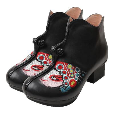 相伴软底中国风民族风春秋单靴女